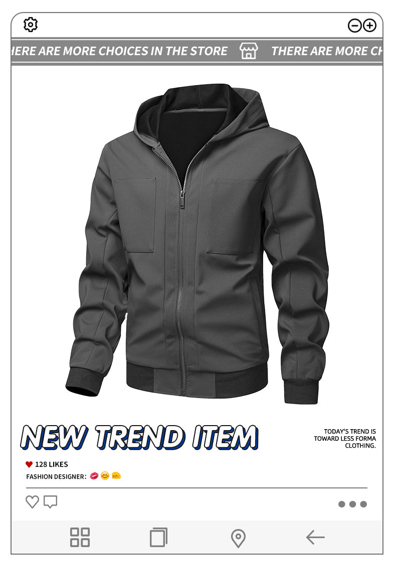 Casual Sporty Versatile Hooded Pullover Composite Fashion Long Sleeve Sweatshirt Jacket