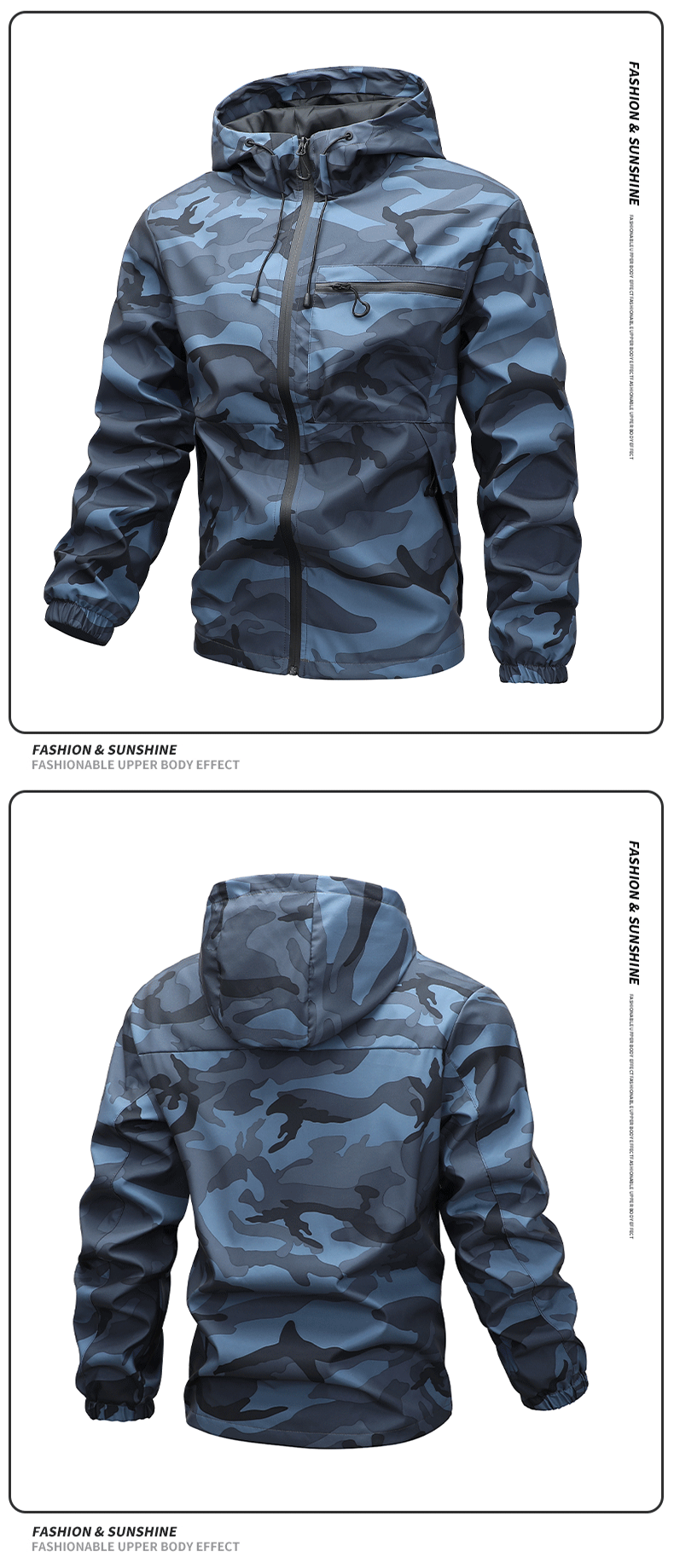 American high street casual versatile sports outdoor single flush waterproof camouflage hooded jacket top