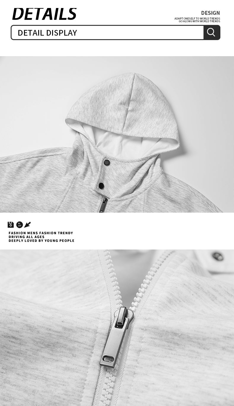 Casual sports versatile hooded cardigan composite fashionable long sleeved sweatshirt jacket