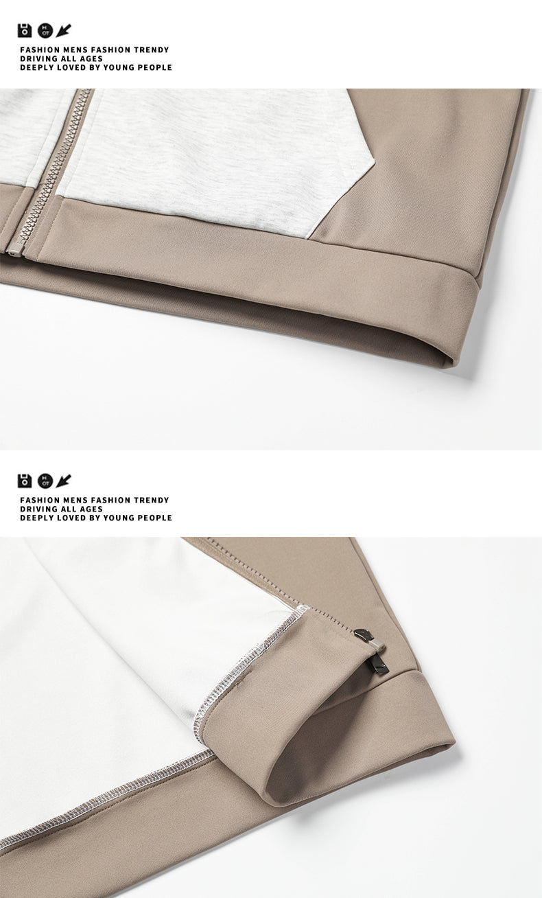 Casual Sporty Multi-Color Block Print Pullover Hooded Sweatshirt Jacket with Composite Long Sleeves