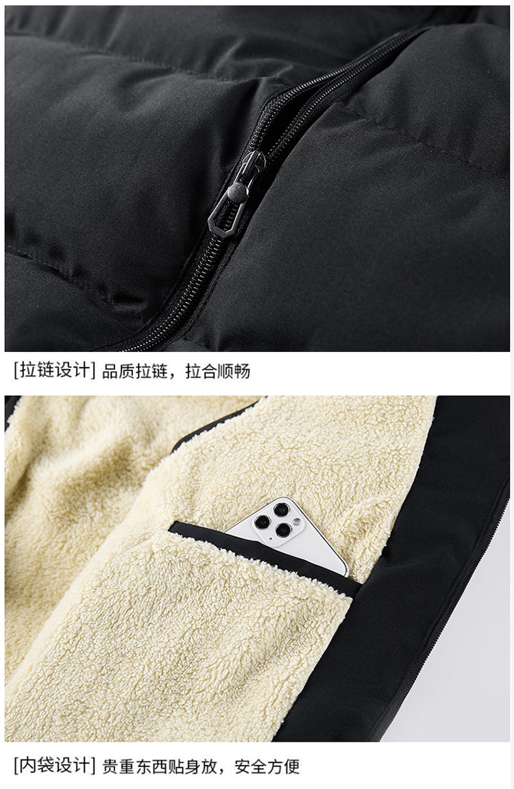 New Fashionable Casual Men's Black Stand-Up Collar Thickened Fleece Vest