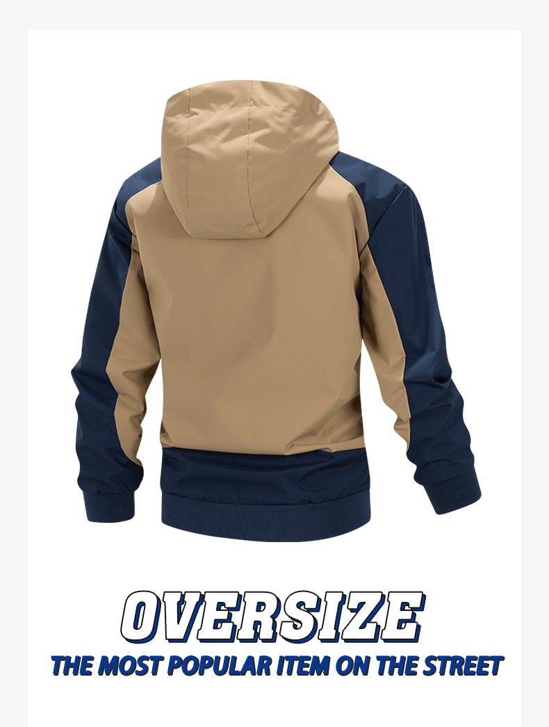 Men's sports outdoor casual loose and versatile trendy patchwork top hooded jacket jacket jacket