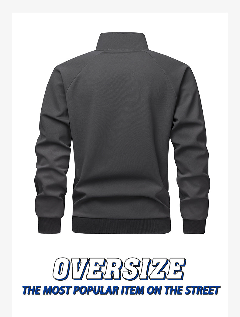 Casual sports versatile color blocking patchwork stand up collar cardigan composite long sleeved sweatshirt jacket