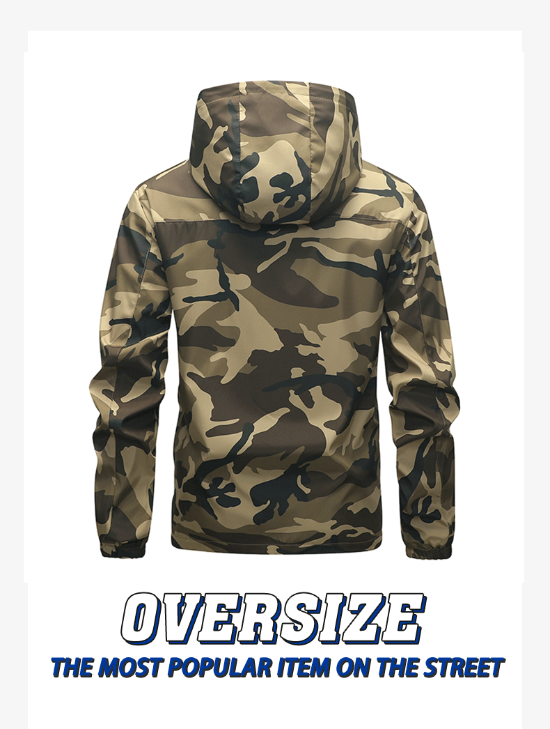 American high street casual versatile sports outdoor single flush waterproof camouflage hooded jacket top