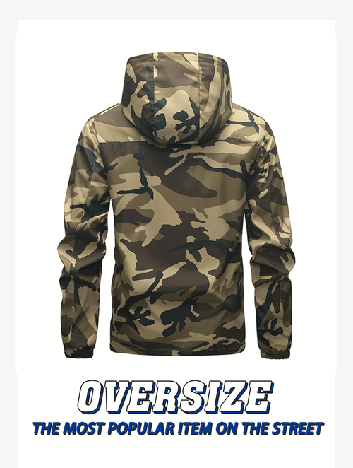 American high street casual versatile sports outdoor single flush waterproof camouflage hooded jacket top