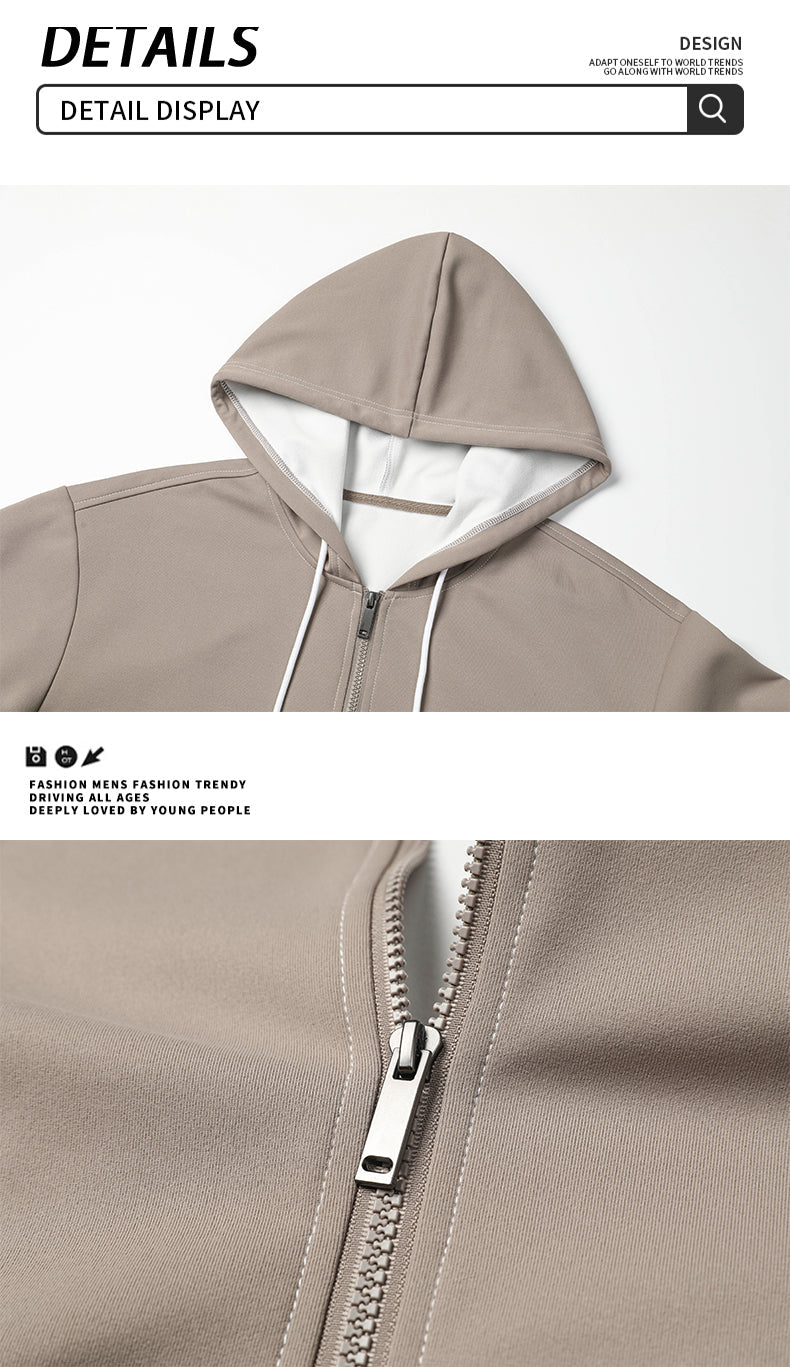 Casual Sporty Versatile Hooded Cardigan Composite Fashion Long Sleeve Sweatshirt Jacket