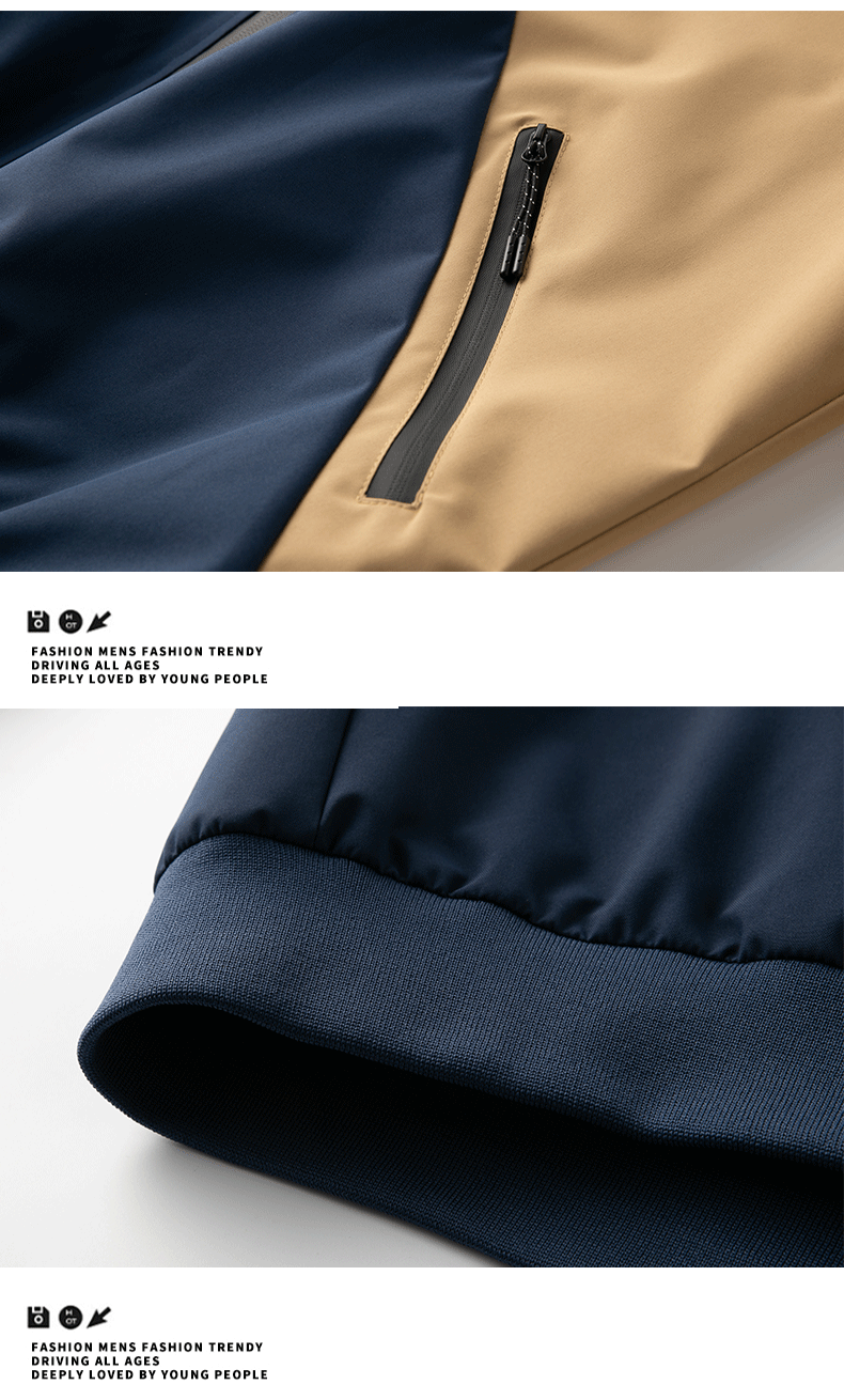 Men's sports outdoor casual loose and versatile trendy patchwork top hooded jacket jacket jacket