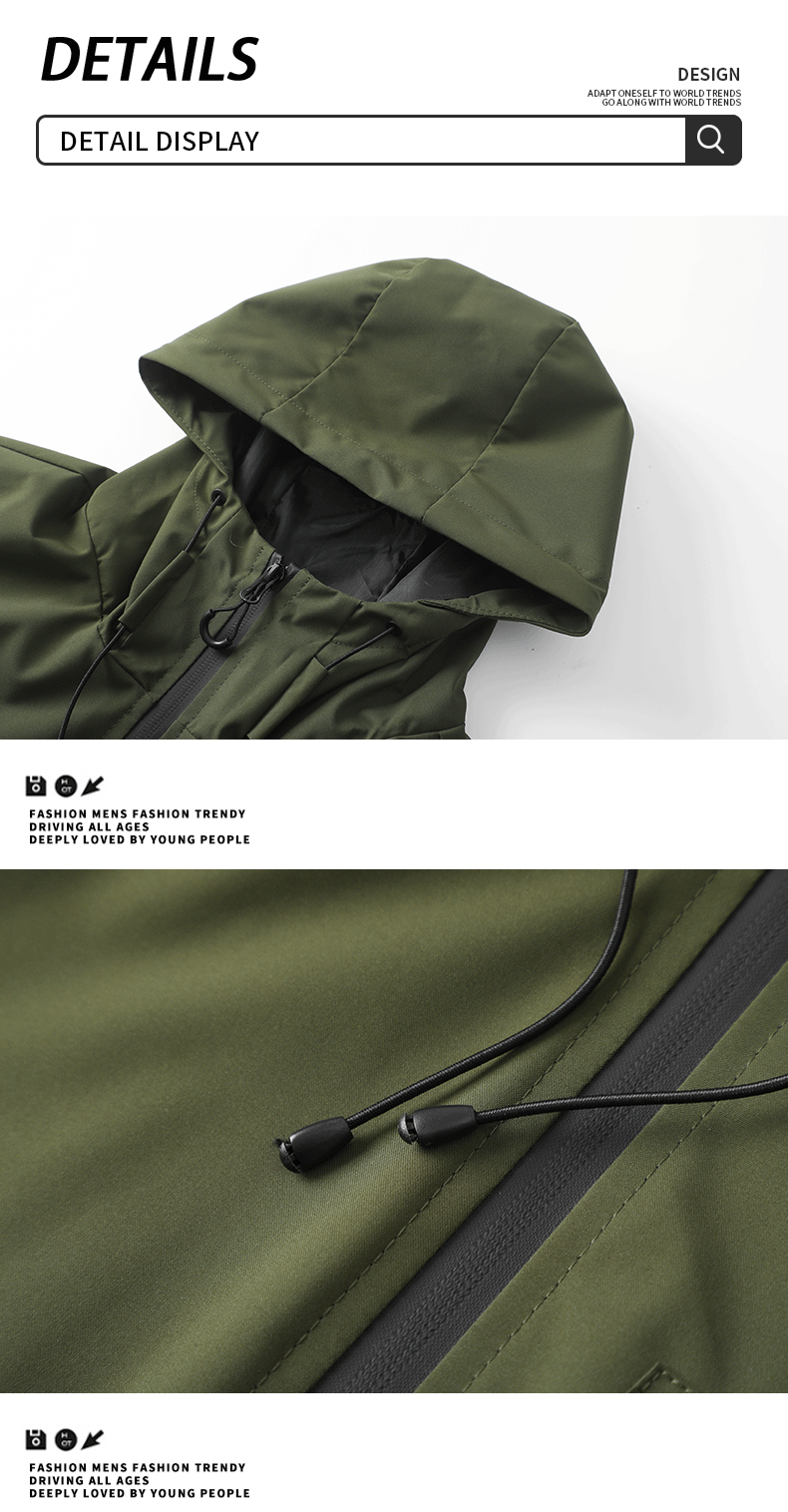 American high street casual versatile sports outdoor single flush waterproof hooded jacket top