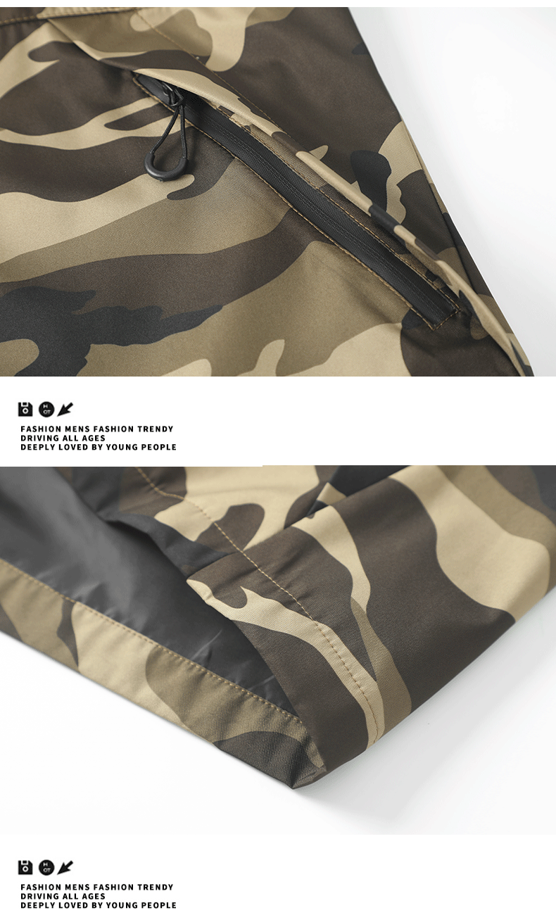 American high street casual versatile sports outdoor single flush waterproof camouflage hooded jacket top