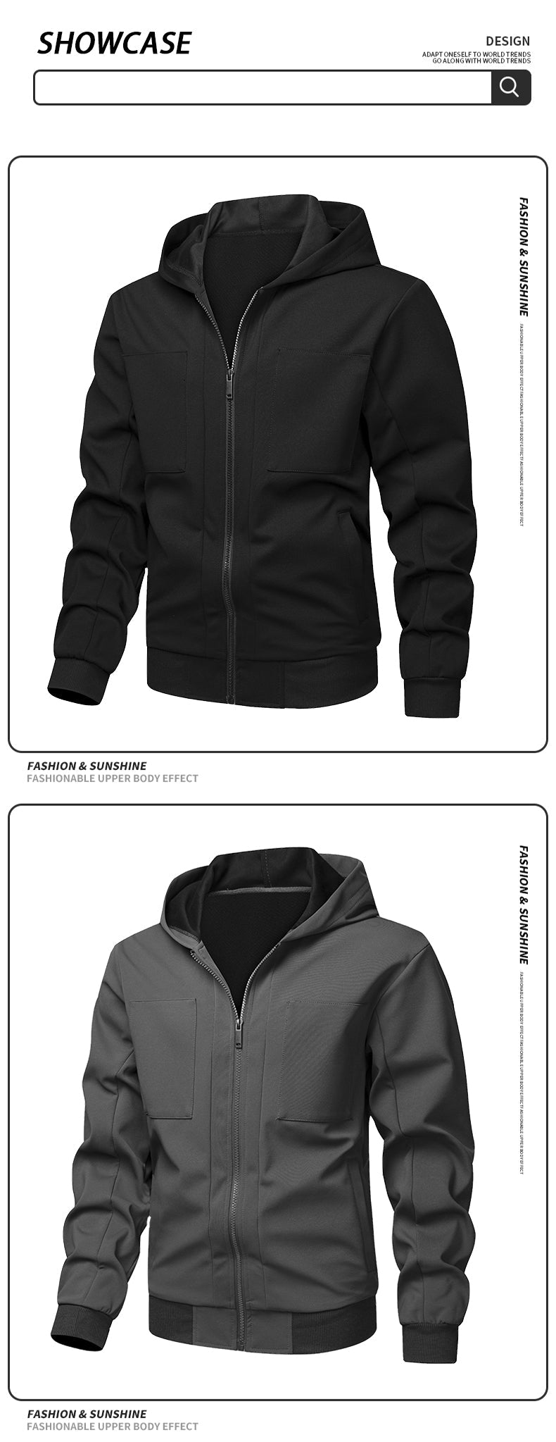 Casual Sporty Versatile Hooded Pullover Composite Fashion Long Sleeve Sweatshirt Jacket