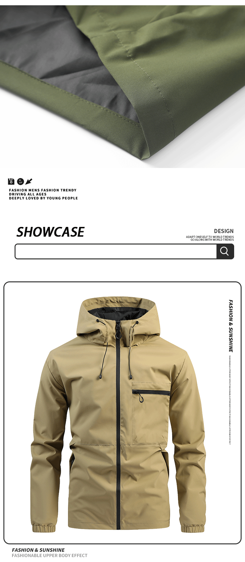 American high street casual versatile sports outdoor single flush waterproof hooded jacket top