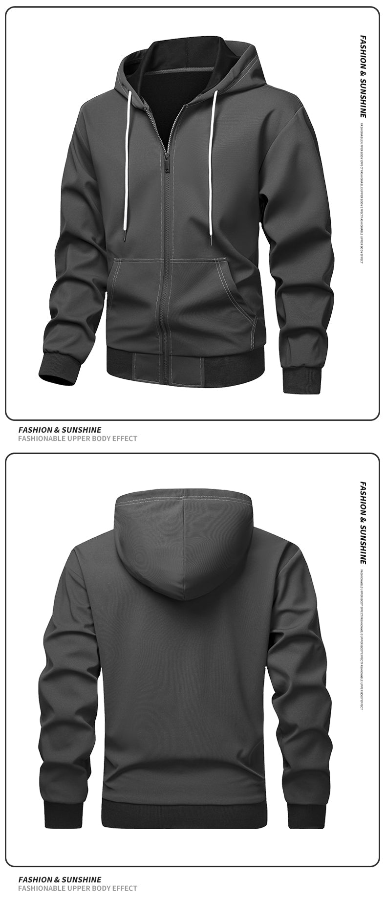 Casual Sporty Versatile Hooded Cardigan Composite Fashion Long Sleeve Sweatshirt Jacket